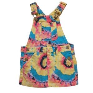 Infant Girls Tie Dye‎ Denim Overall Dress Size 18 Months